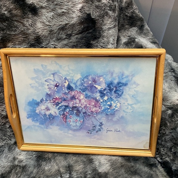 Floral Watercolor Art in Wooden Serving Tray made in Vancouver - Picture 13 of 16